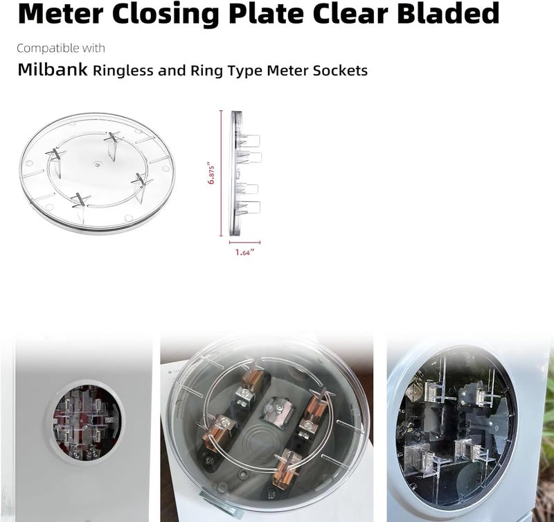 Rolkely 1-Pack of Electric Meter Covers Compatible with Milbank 6002 Plastic Meter Socket Blank Clear Cover, Replacement for 6002 Plastic Electric Meter Cover Plate - Image 3